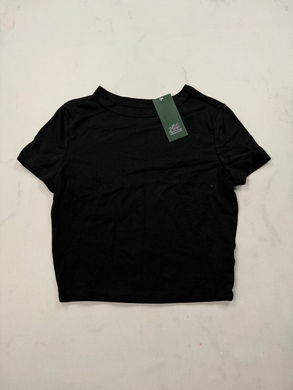Wild Fable Crop Top T Shirt Black Contemporary Minimalist - Womens XS
